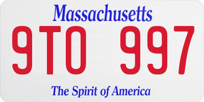 MA license plate 9TO997