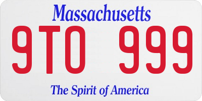 MA license plate 9TO999