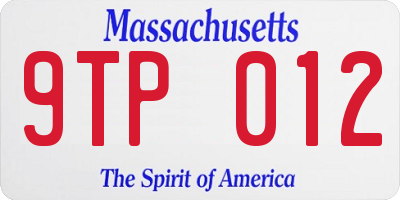 MA license plate 9TP012