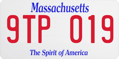 MA license plate 9TP019