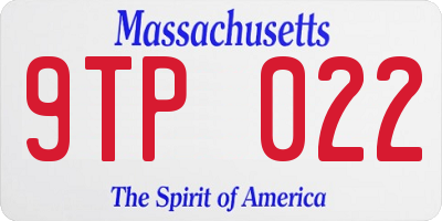 MA license plate 9TP022