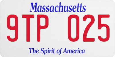 MA license plate 9TP025