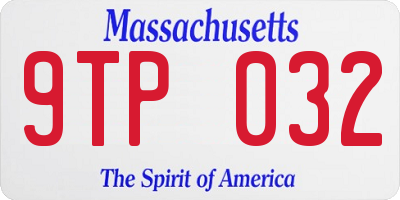 MA license plate 9TP032