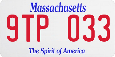 MA license plate 9TP033