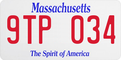 MA license plate 9TP034
