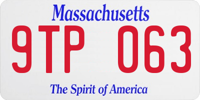 MA license plate 9TP063