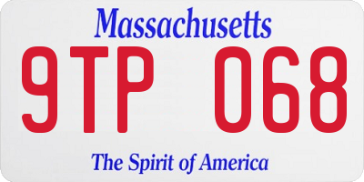 MA license plate 9TP068