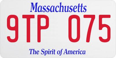 MA license plate 9TP075