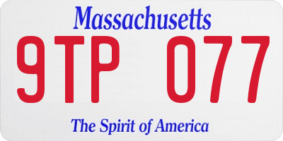 MA license plate 9TP077