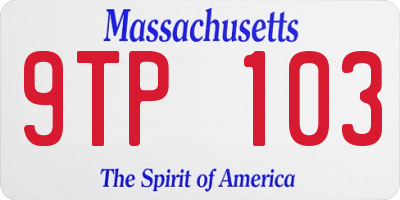 MA license plate 9TP103