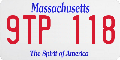 MA license plate 9TP118