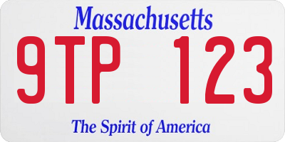 MA license plate 9TP123