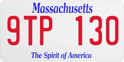 MA license plate 9TP130