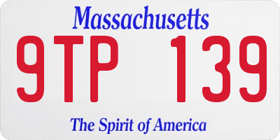 MA license plate 9TP139