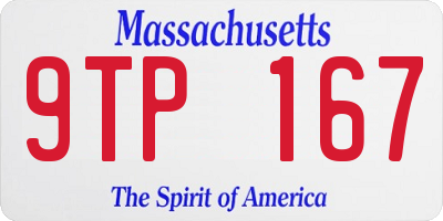 MA license plate 9TP167