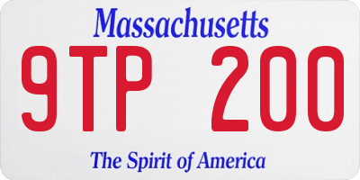 MA license plate 9TP200