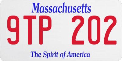MA license plate 9TP202