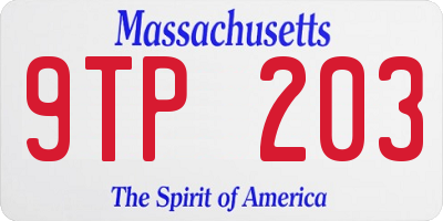MA license plate 9TP203