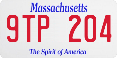 MA license plate 9TP204