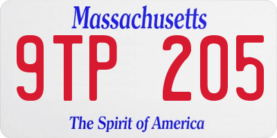MA license plate 9TP205