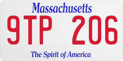 MA license plate 9TP206