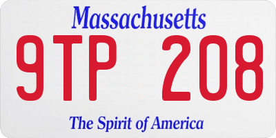 MA license plate 9TP208