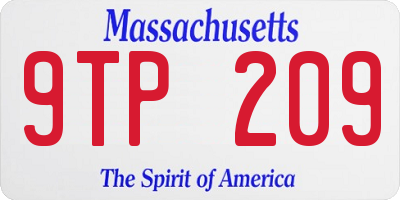 MA license plate 9TP209
