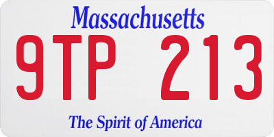 MA license plate 9TP213