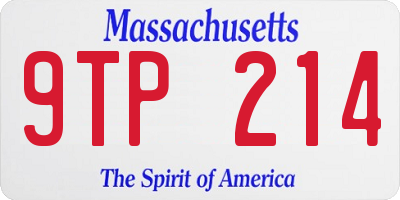 MA license plate 9TP214