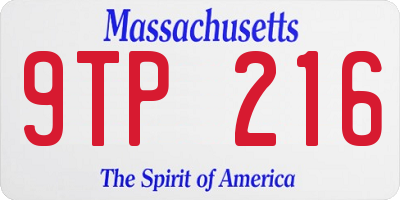 MA license plate 9TP216