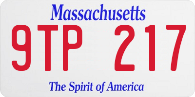 MA license plate 9TP217