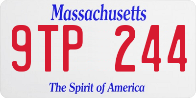 MA license plate 9TP244