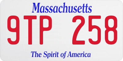 MA license plate 9TP258