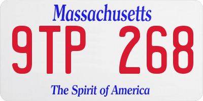 MA license plate 9TP268