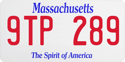 MA license plate 9TP289