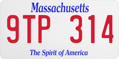 MA license plate 9TP314