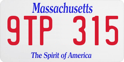 MA license plate 9TP315