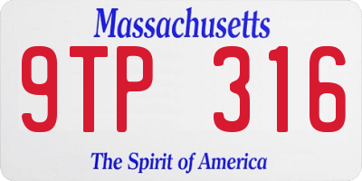 MA license plate 9TP316