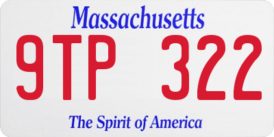 MA license plate 9TP322
