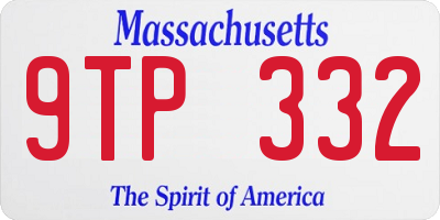 MA license plate 9TP332