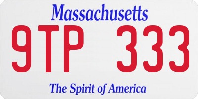 MA license plate 9TP333
