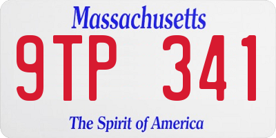 MA license plate 9TP341