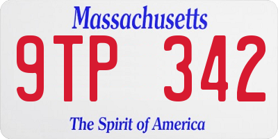 MA license plate 9TP342