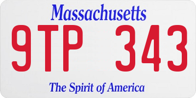 MA license plate 9TP343