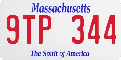 MA license plate 9TP344