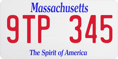 MA license plate 9TP345
