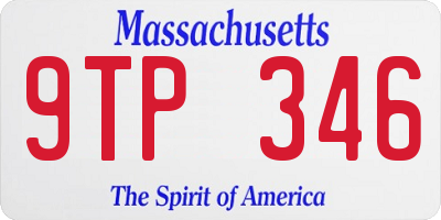 MA license plate 9TP346