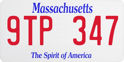 MA license plate 9TP347
