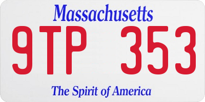 MA license plate 9TP353