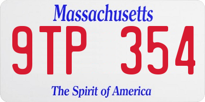 MA license plate 9TP354
